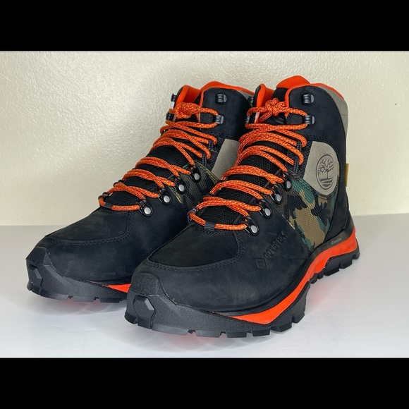 Mens Timberland Solar Ridge GoreTex Mid Hiking Boots Waterproof Black Red - Picture 7 of 13